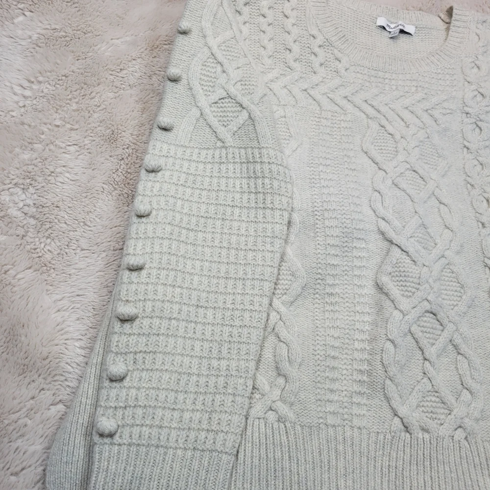 Madewell Cream Cable Knit Textured Sweater Size Small